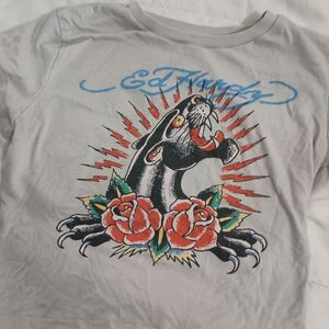 Ed Hardy Baby Tee with Panther and Rose Design